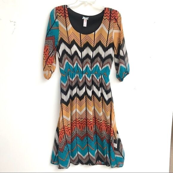 DownEast boho chiffon fully lined dress size Med - Picture 1 of 8